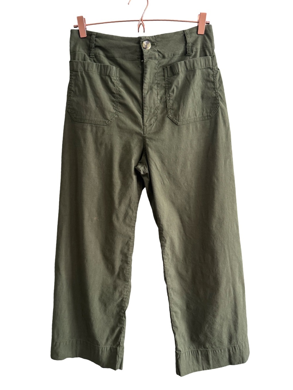Anthropology Maeve The Colette Wide Leg Cropped Pants Olive Green Pants Size 30